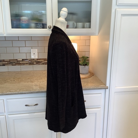 Tahari Black Open Front Cardigan Size Medium - Picture 3 of 10